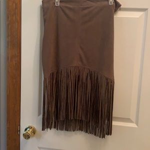 Fringed suede brown skirt